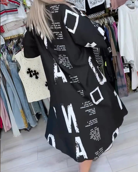 Turn-Up Collar Pocket Shirt Dress