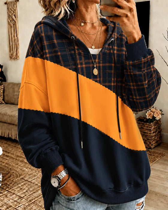 Hooded Contrast Relaxed Hoodie