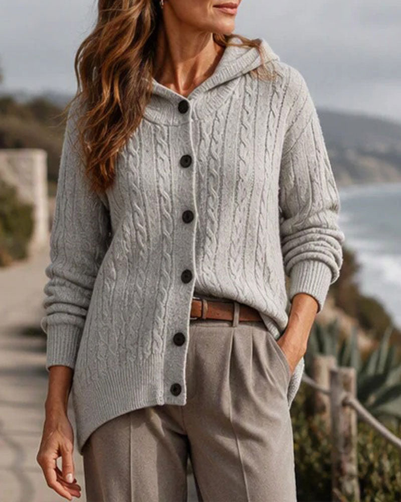 Hooded Open Front Knit Cardigan