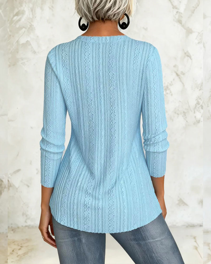 Solid Button Casual Blouse
