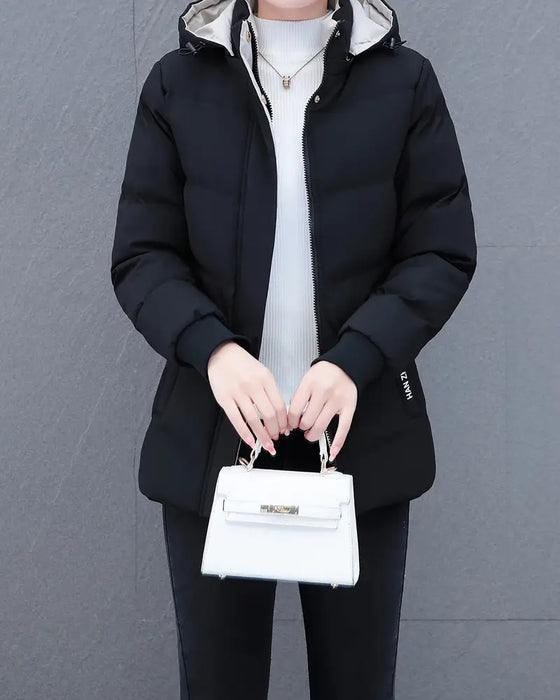 Casual Solid Color Warm Hooded Jacket