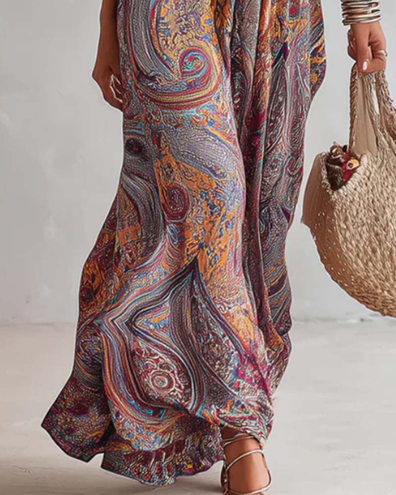 V-Neck Ruched Puff Sleeve Full Skirt Dress