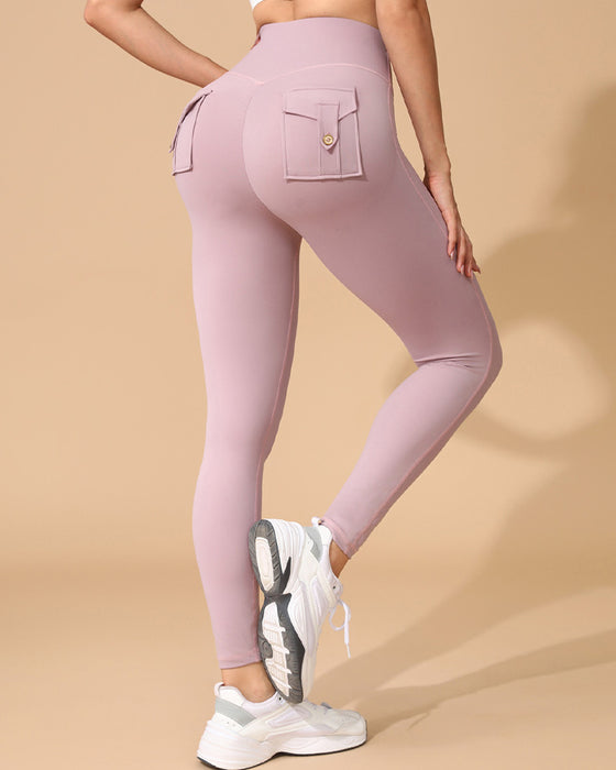 Pocket Solid Slim Fit Yoga Pant