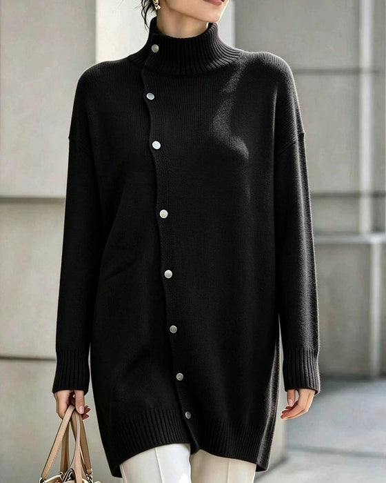 Turtleneck Single Breasted Cardigan
