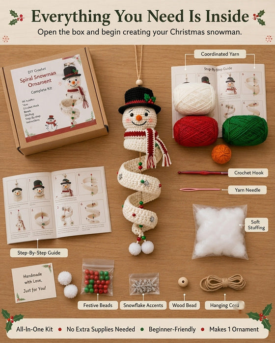 ☃️ DIY Spiral Crochet Snowman Kit