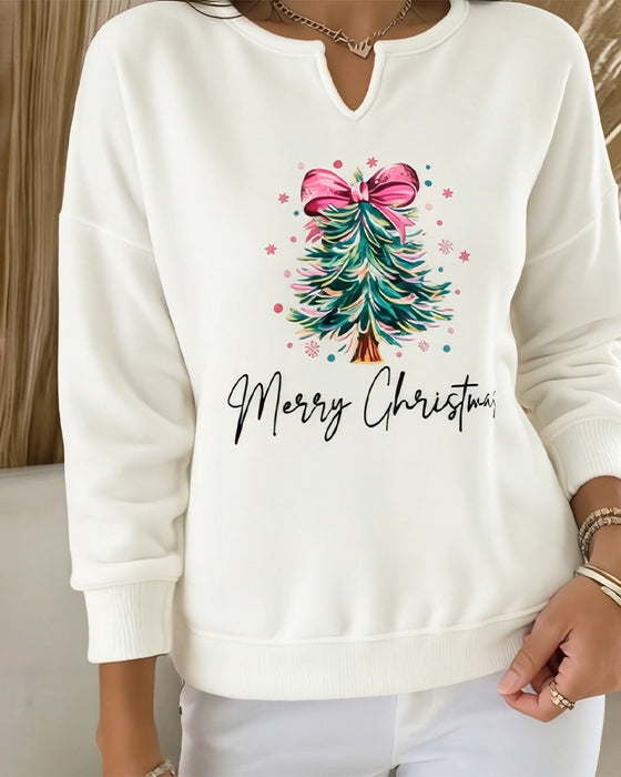 Christmas Tree Print Casual Sweatshirt