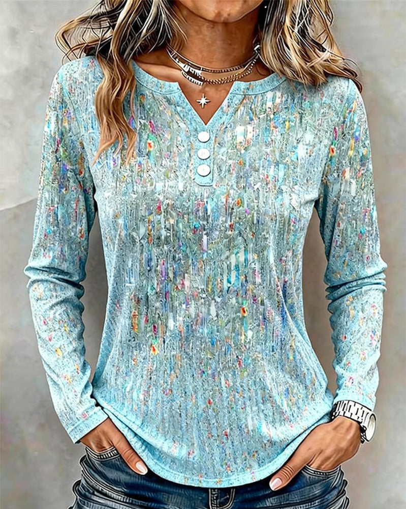 Button-Down V-Neck Blouse