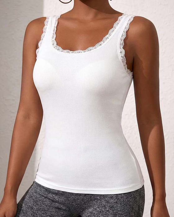 Padded Lace Trim Tank Top