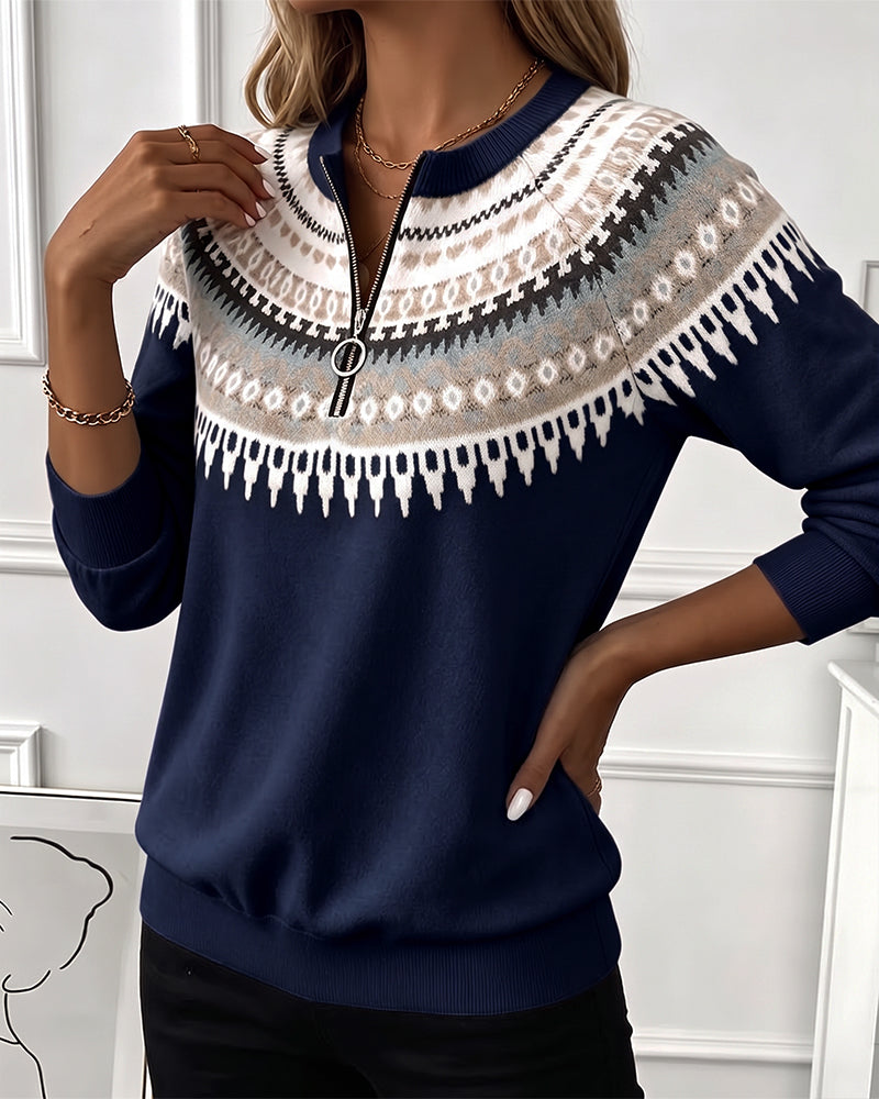 Color-Block Zip Long Sleeve Sweatshirts