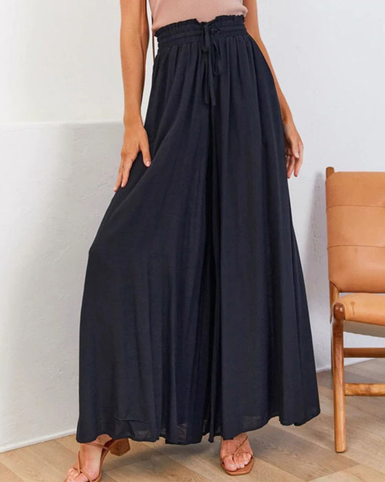 Drawstring Casual Wide-Leg Pants