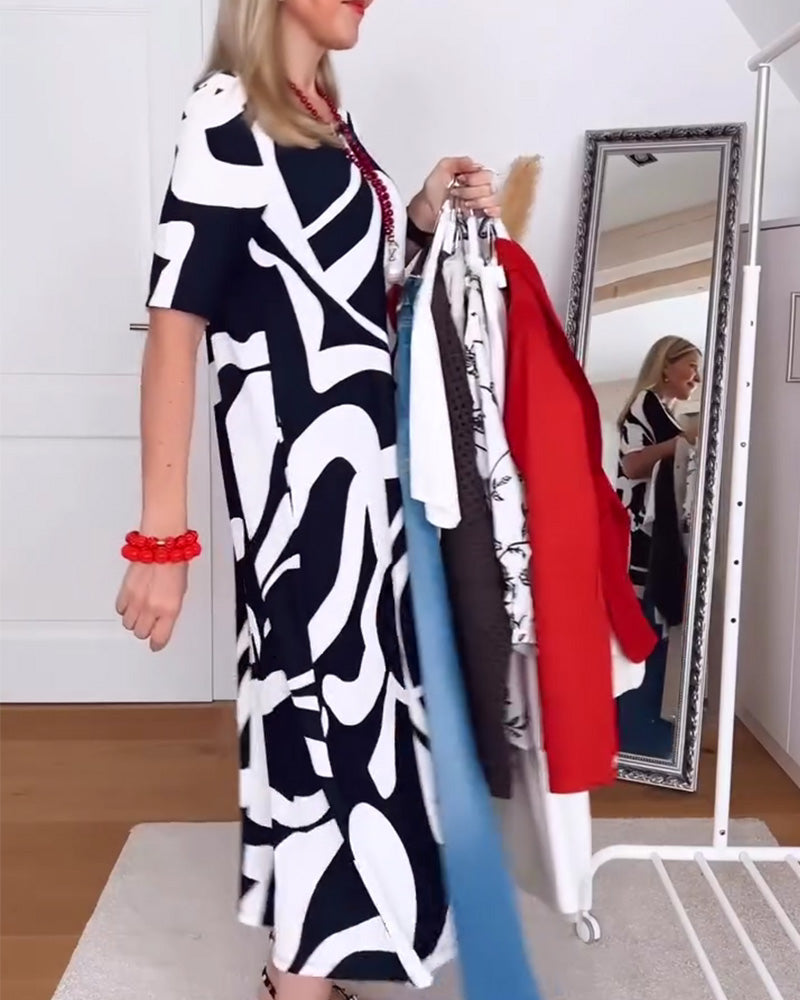 Abstract Print Maxi Dress