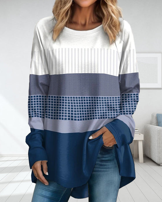 Round Neck Color Block Top