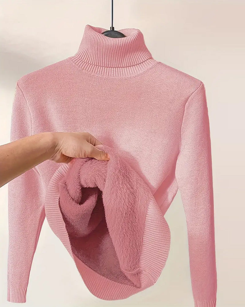 Solid color long sleeve thick pullover sweater
