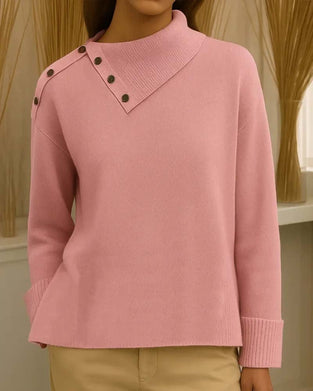 Solid Color Slant Collar Fashionable Jumper