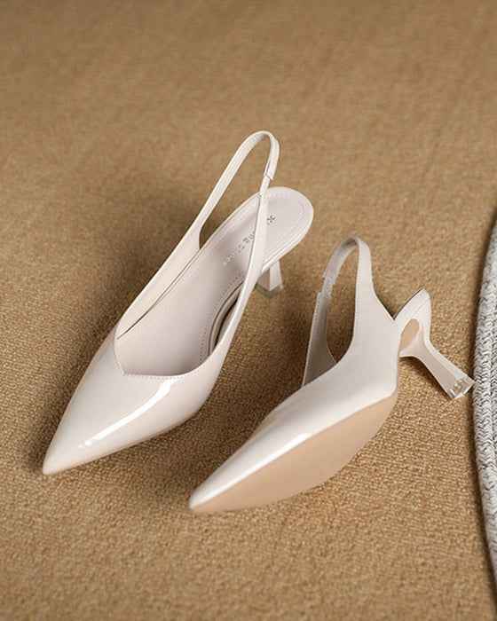 Solid color temperament pointed high heels