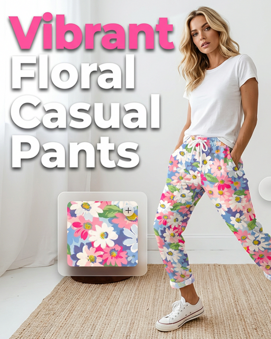 Printed Color Block Casual Pants