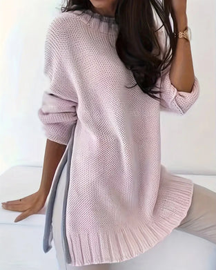 Crew Neck Contrasting Color Jumper