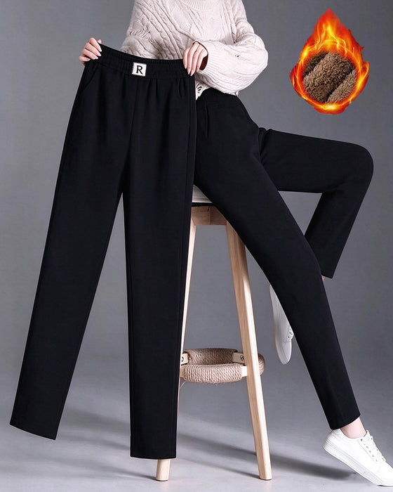 High Waist Fleece-Lined Thickened Jogger Pants