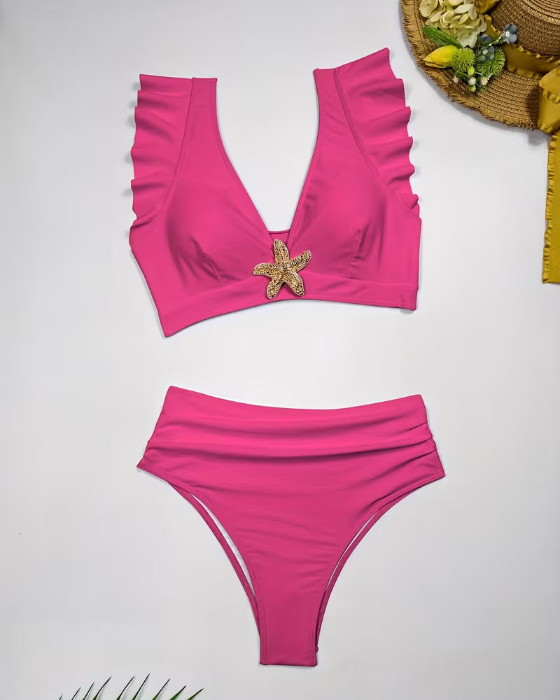 Ruffled Five-Pointed Star Two-Piece Swimsuit