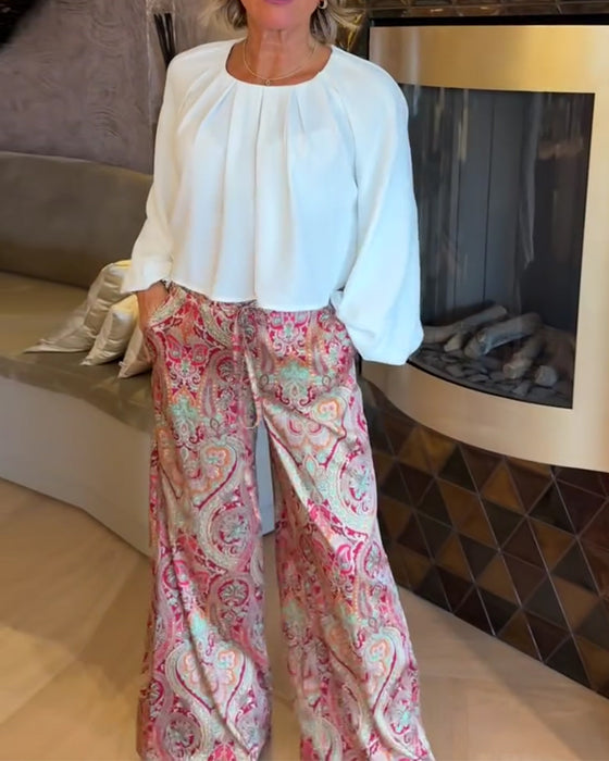 French Puff Sleeve Cropped Blouse