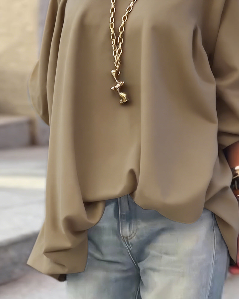 Solid Color Loose Irregular Top