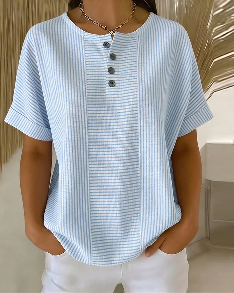 Round Neck Short Sleeve Blouse