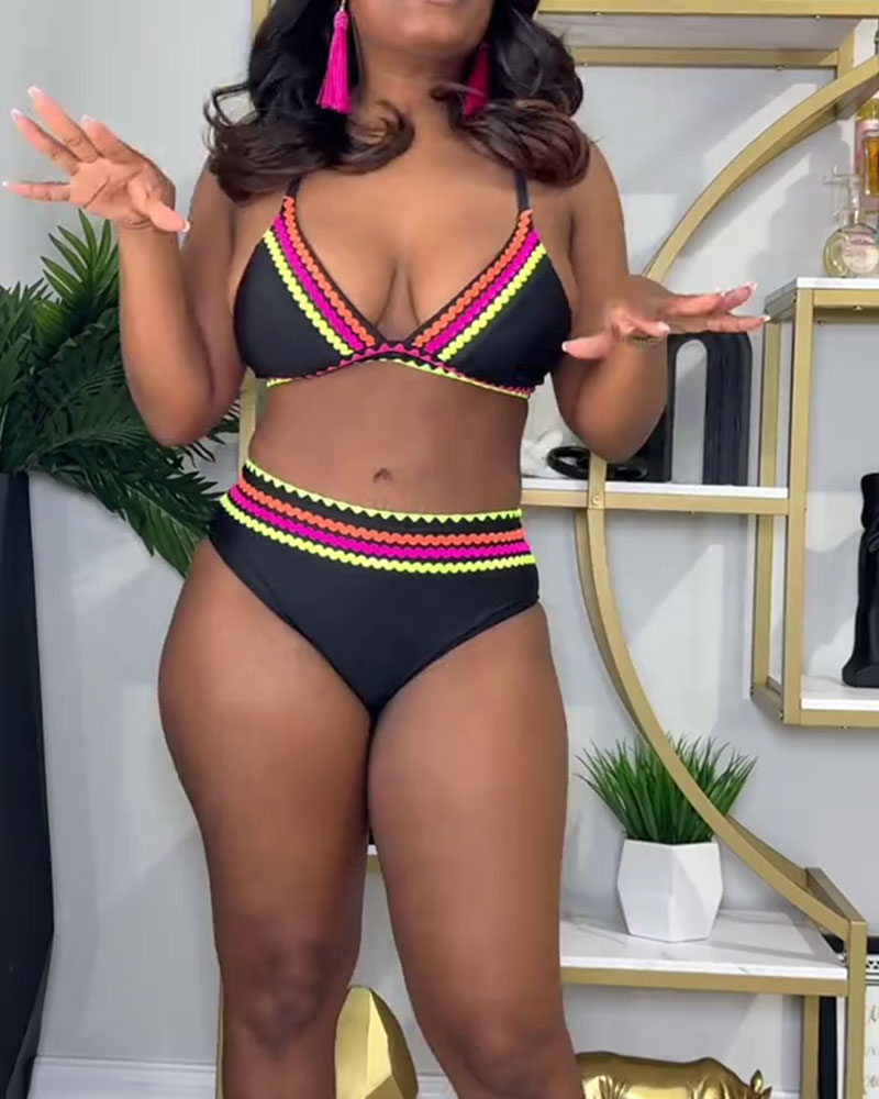 Color-Blocked Two-Piece Bra Bikini