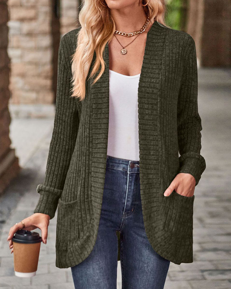 Brushed Casual Long-Sleeve Coat