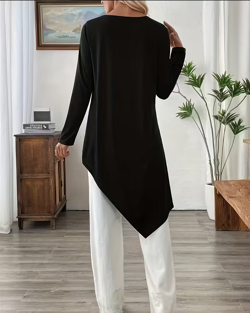 Asymmetric Mid-Length Solid Color Top