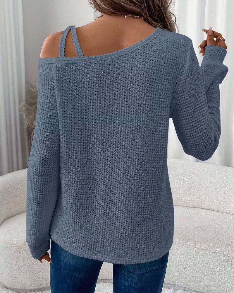Off-Shoulder Long-Sleeved Casual Top