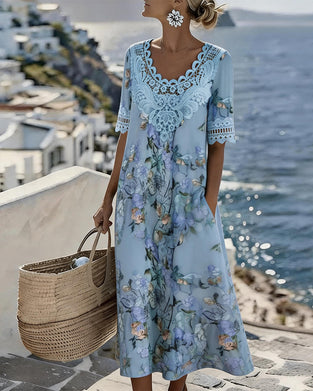 Lace Patchwork Floral Casual Dress