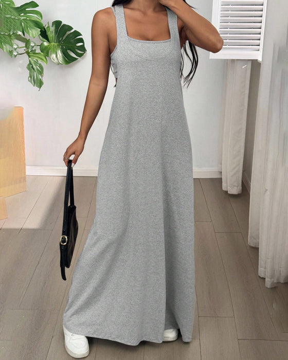Solid Color Dress Two-Piece Set