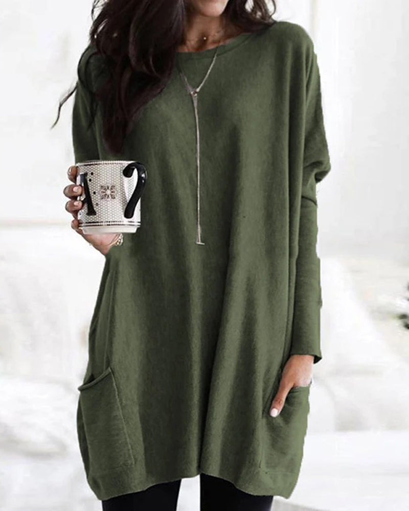 Long Sleeve Casual Pocket T-shirt