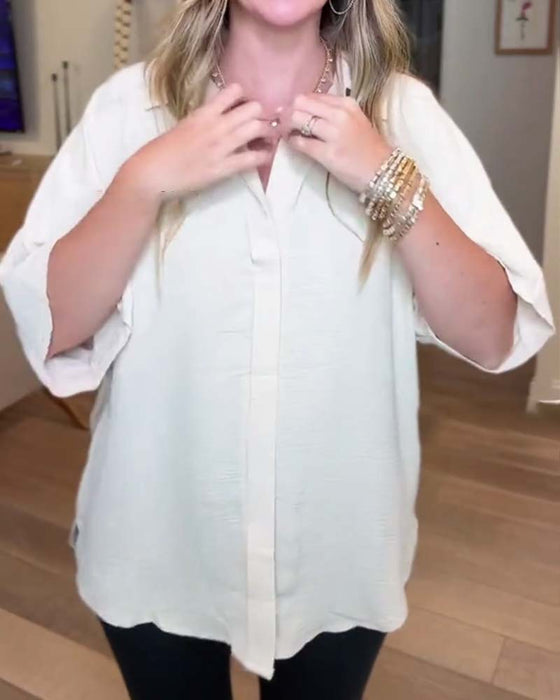 Solid Button-Down Collar Shirt