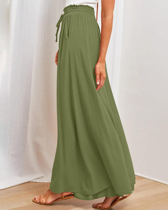 Drawstring Casual Wide-Leg Pants
