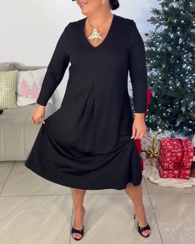 V-Neck Fashionable And Versatile Dress
