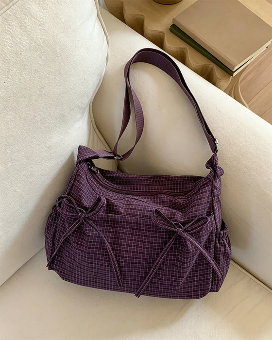 Bow Plaid Crossbody Bag