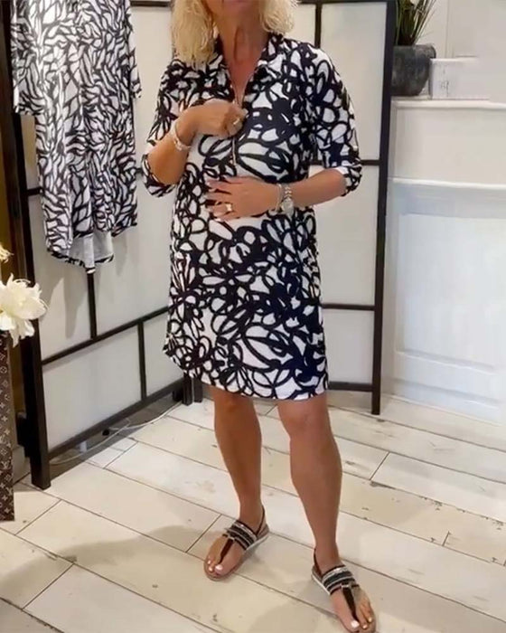 Zipper Pocket Midi Dress