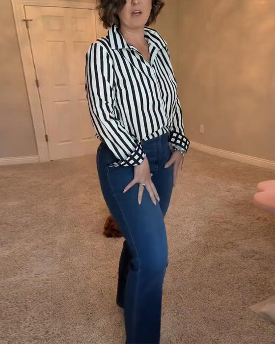 Vertical Striped Elegant Blouse