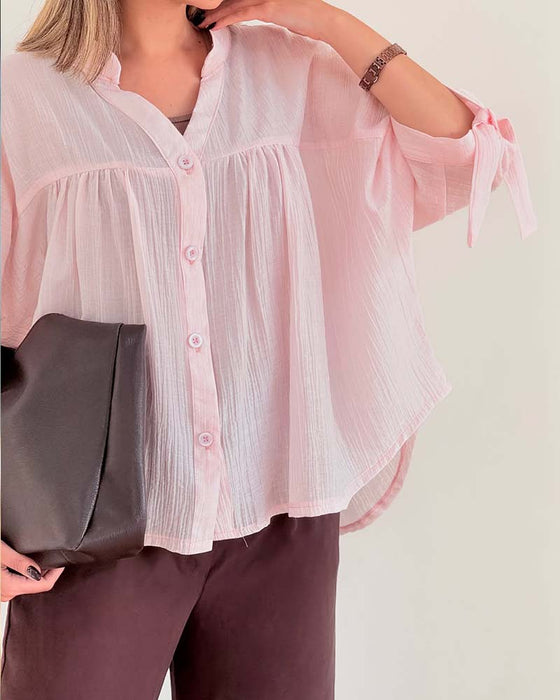 Casual Solid Color Loose Blouse