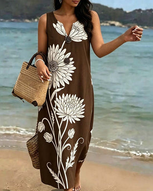 Sleeveless Floral Print Dress