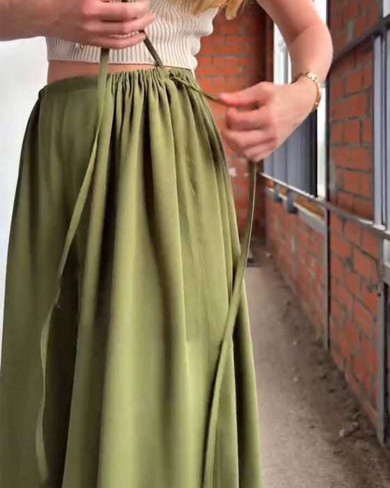 Loose Drawstring Wide Leg Pants