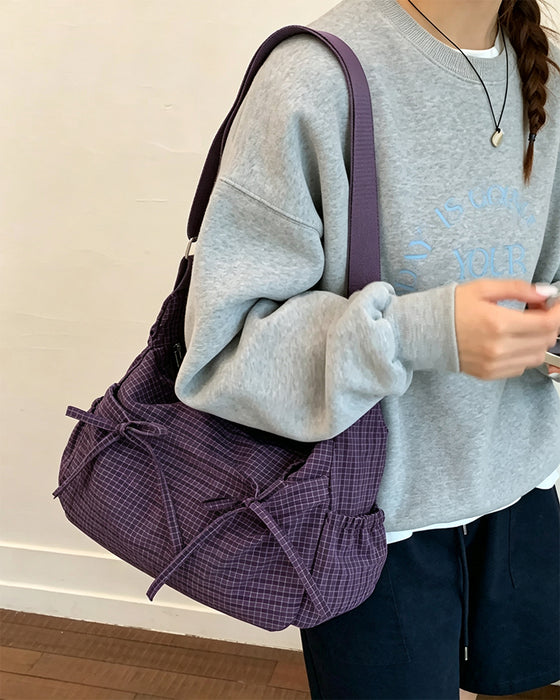 Bow Plaid Crossbody Bag