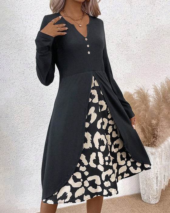 Patchwork Printed Casual Dress