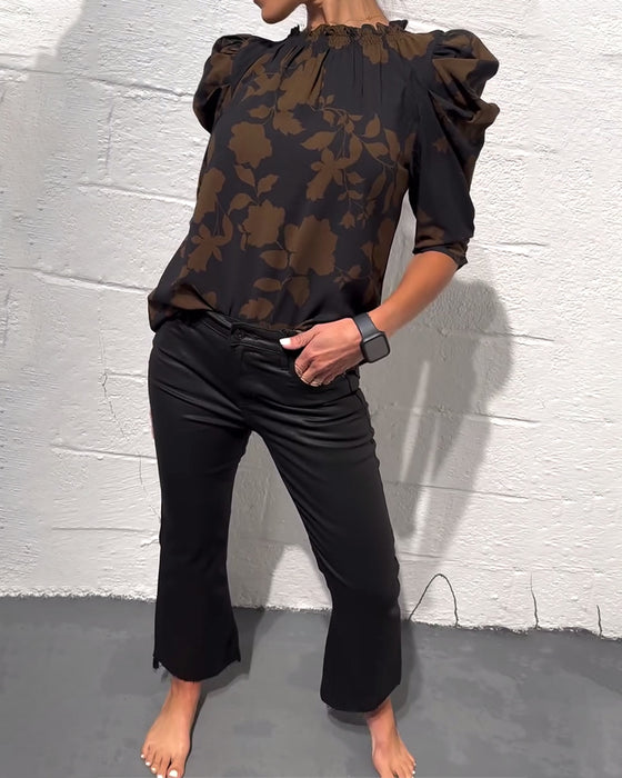 Puff Sleeve Ruffle Blouse