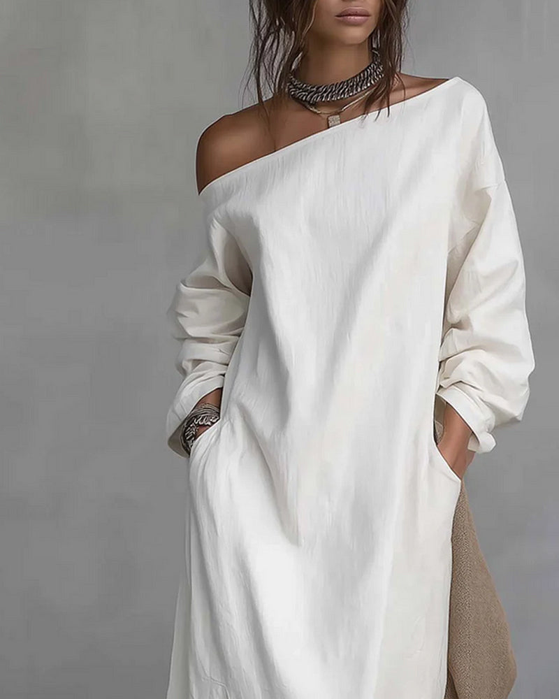 Fashionable Off-Shoulder Slit Long Dress