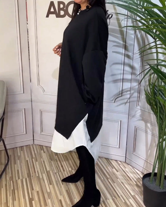 Round Neck Patchwork Dress