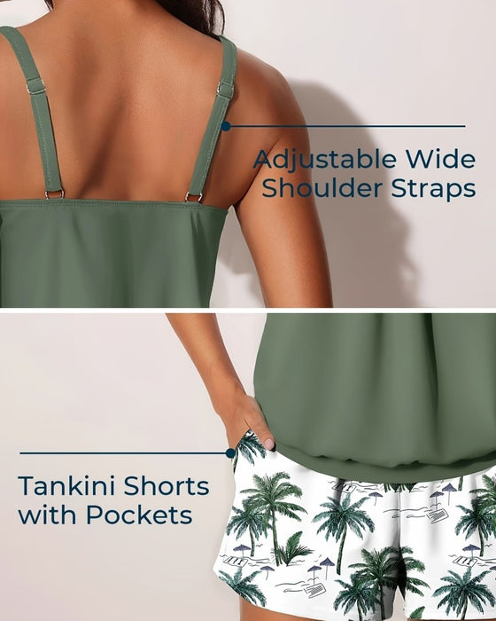 Tropical Palm Tree Print Tankini