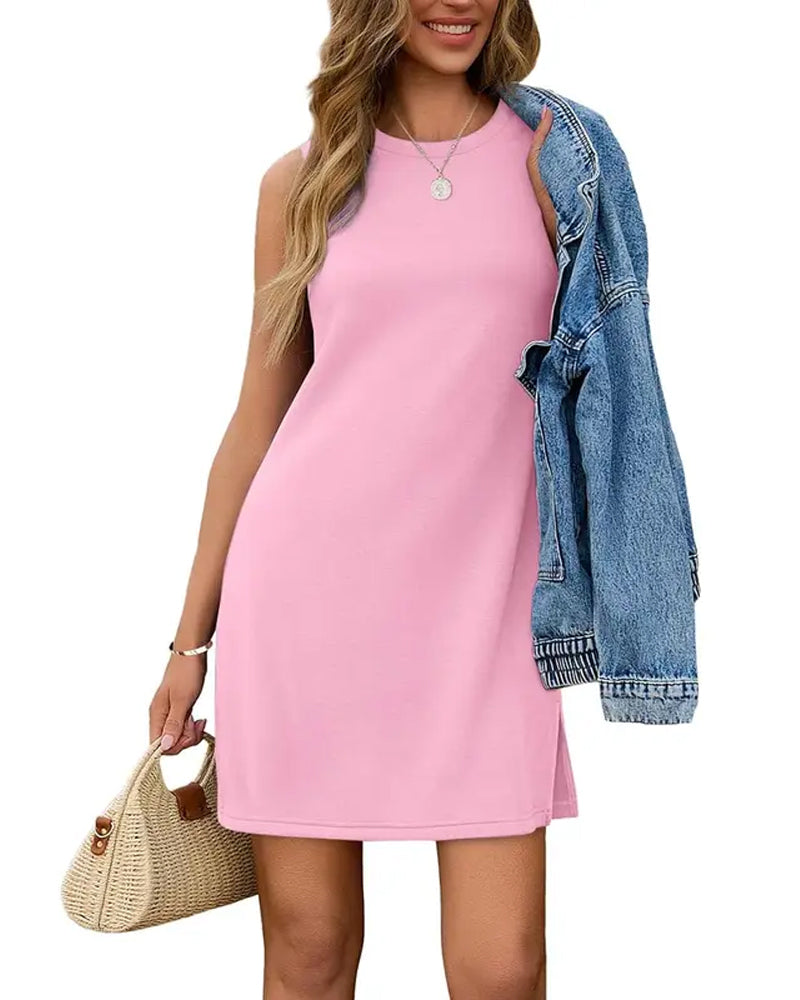 Sleeveless Slit Tank Dress