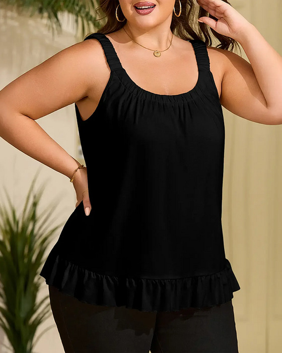 Ruffle Trim Casual Tank Top